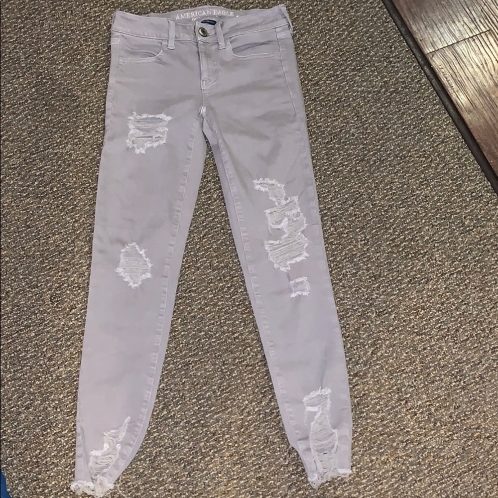 American eagle super stretch skinny grey jeans